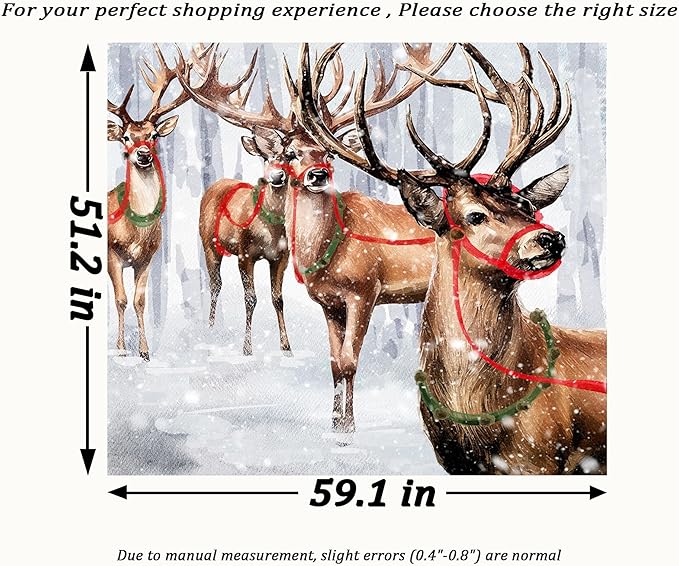 QGHOT Winter Tapestry Wall Hanging Winter Forest Backdrop Christmas Snowy Deer Wall Decor Snow Elk Tapestries for Bedroom Living Room Dorm Party Decoration