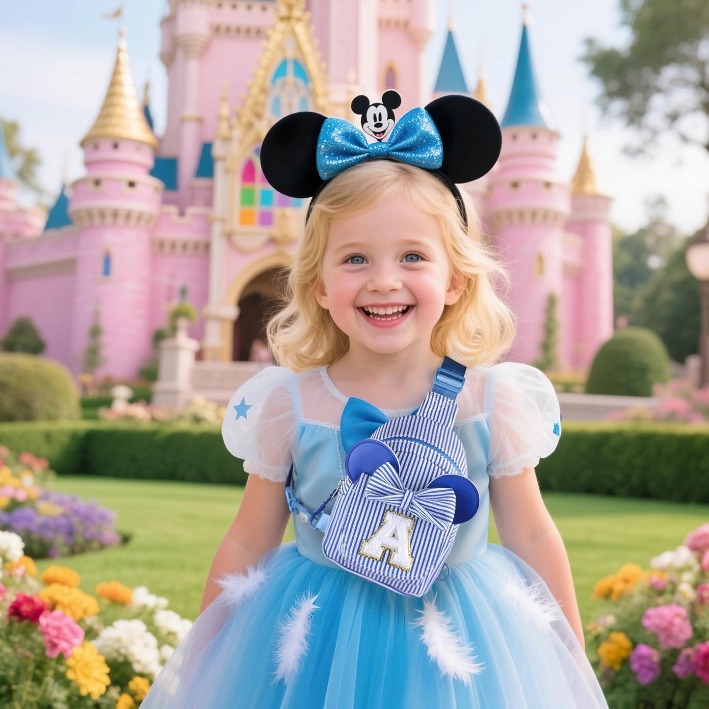 Birthday Gifts for Girls, Sling Bags for Girl Kid Travel, Birthday Gifts for 3 4 5 6 7 8 9 Year Old Girls Small Initial Blue Cross Body Sling Bag for Daughter Gift (Blue R)