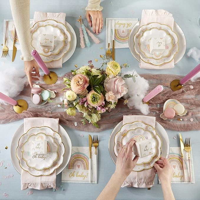 Kate Aspen Boho Rainbow Baby Shower Decorations, One Size, 62 Pc Party Tableware Kit