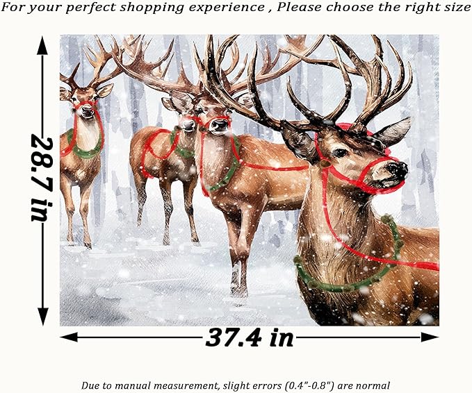 QGHOT Winter Tapestry Wall Hanging Winter Forest Backdrop Christmas Snowy Deer Wall Decor Snow Elk Tapestries for Bedroom Living Room Dorm Party Decoration, Small
