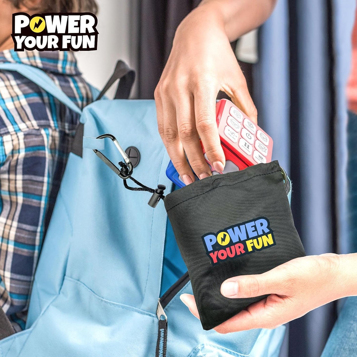 Power Your Fun Cubik LED Flashing Cube Memory Game - Electronic Handheld Game STEM Toy, 5 Brain Memory Games for Kids Brain Play Sensory Toys Puzzle Fidget Toy Light Up Cube (Metallic Red/Blue)