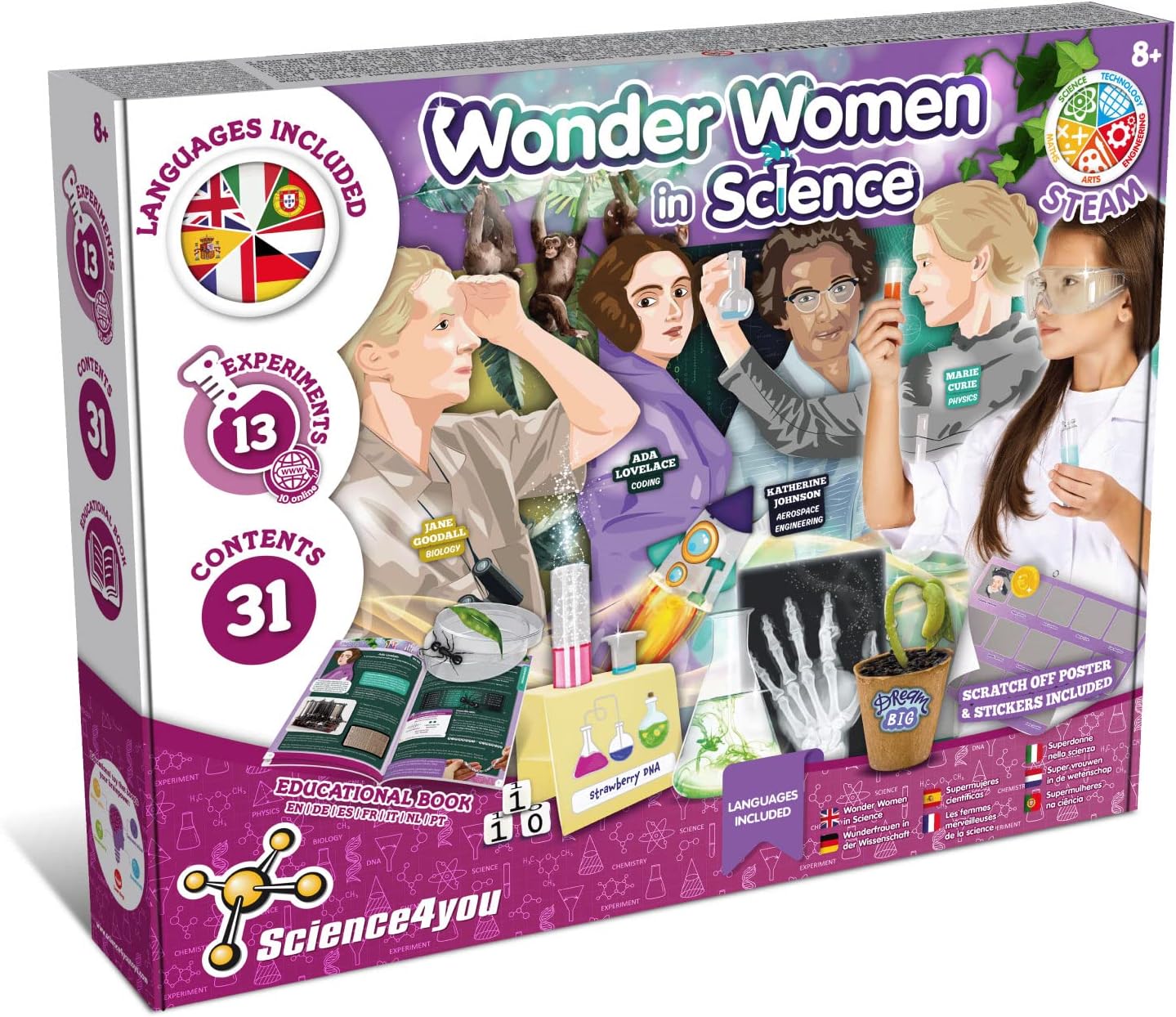 Science4you Wonder Women Science Kit with Science Experiments for Kids Age 8-12+, Toy for 8+ Year olds Girls with Craft Set for Girls who Loves Science - Stem Toy Age +8 with Science Kit for Kids…