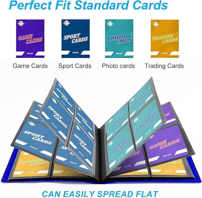 4 Pocket Card Binder for Trading Card, 160 PockeCard Folder Ablum for Cards Collection for Sports Cards, Baseball Cards, Game Cards, Mini TCG Binder Fit for MTG, Gift for Card Collector (Navy blue)