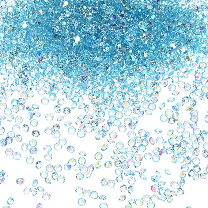 14400-Pack Acrylic Diamonds, 0.12 Inch/3mm Wedding Table Scatter Confetti Crystals for Vase Fillers/Art Craft, Acrylic Diamonds Gems [Light Blue AB]