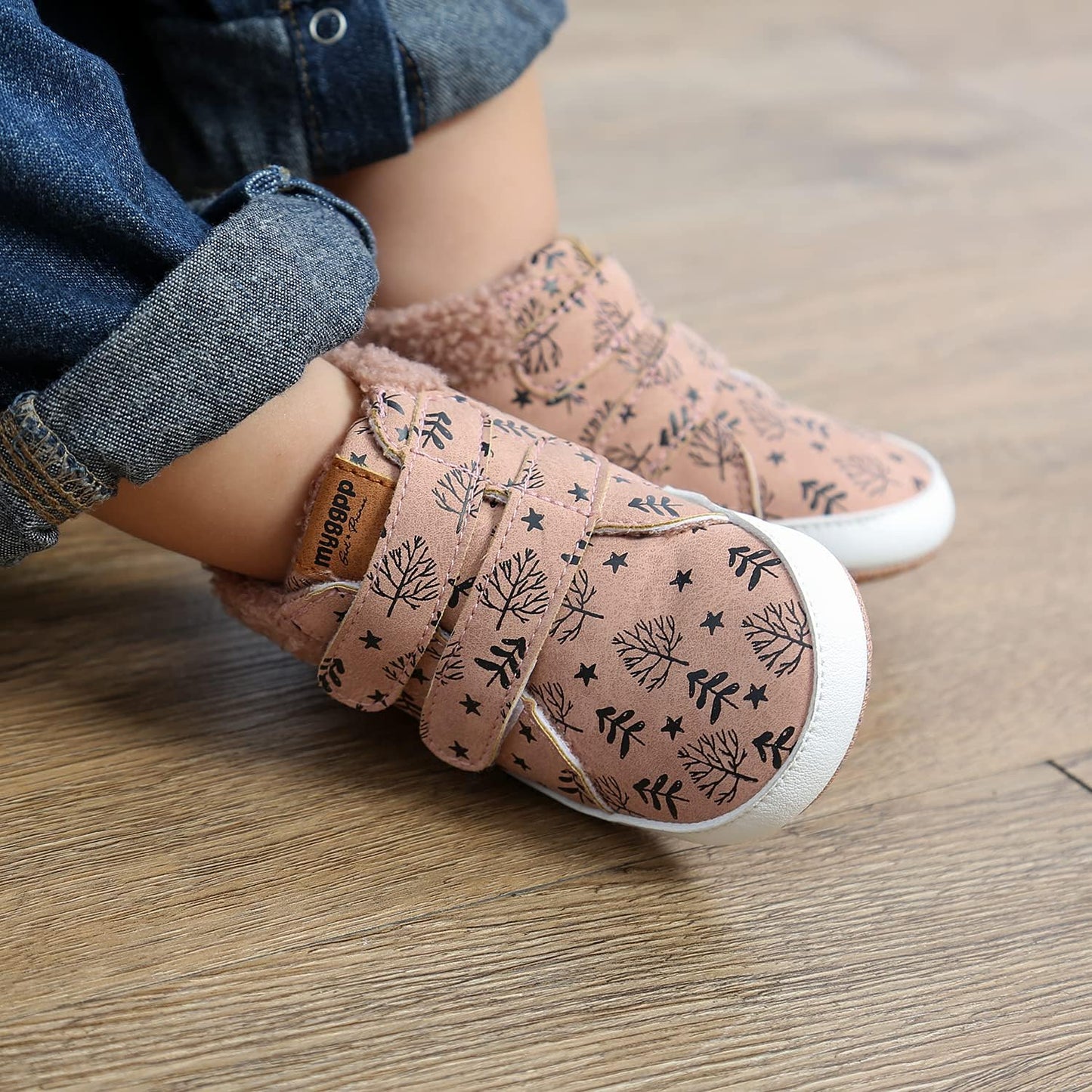 SOFMUO Baby Boys Girls High Top Ankle PU Leather Sneakers Soft Rubber Sole Infant Moccasins Newborn Oxford Loafers Anti-Slip Toddler Wedding Uniform Dress Shoes
