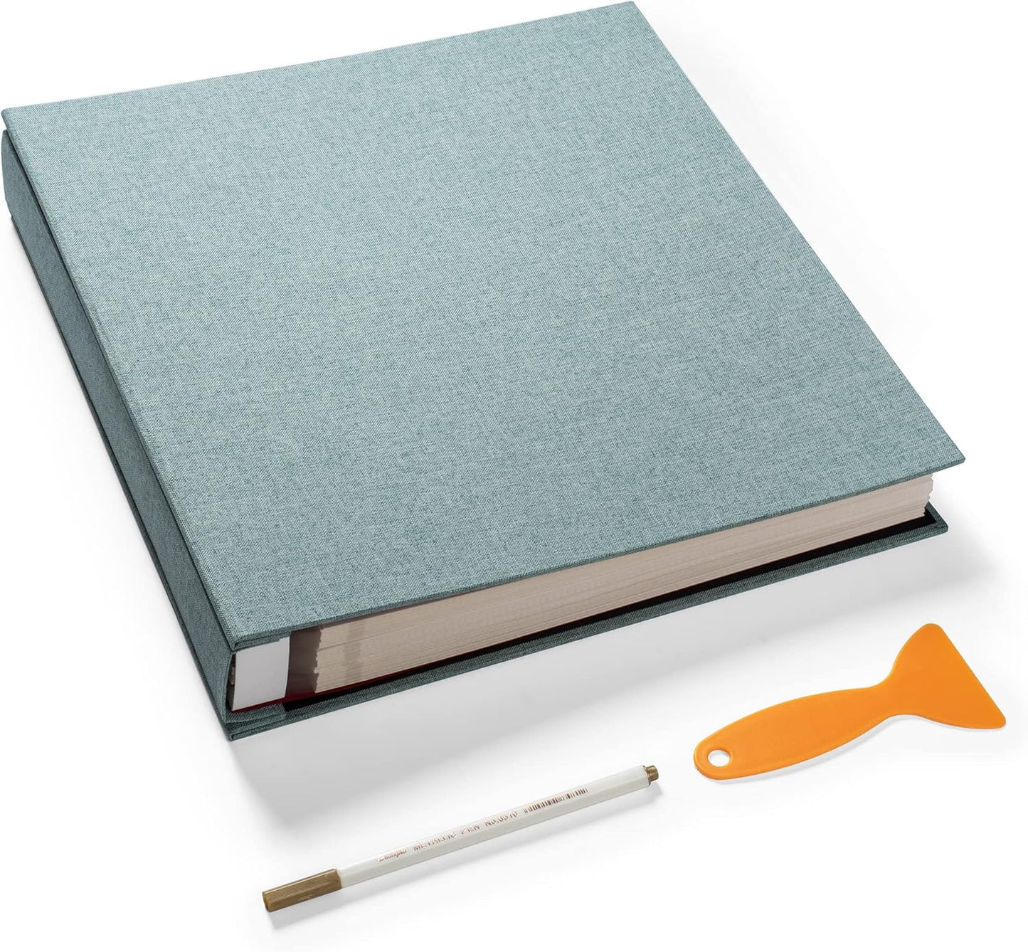 Large Photo Album Self Adhesive 4x6 8x10 10x12 Scrapbook Magnetic DIY Length 13 x Width 12.8 (Inches) 120 Sticky Pages Linen Cover Album(Green), 13''x12.6'' 120Pages