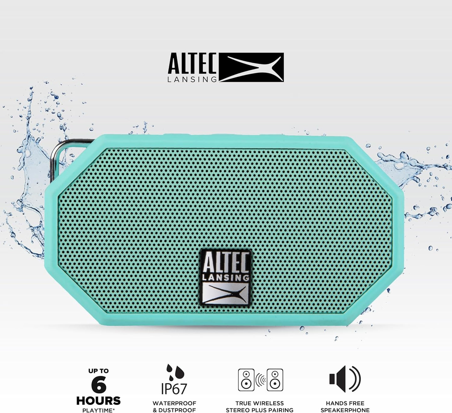 Altec Lansing Mini H2O - Waterproof Bluetooth Speaker, IP67 Certified & Floats in Water, Compact & Portable Speaker for Hiking, Camping, Pool, and Beach