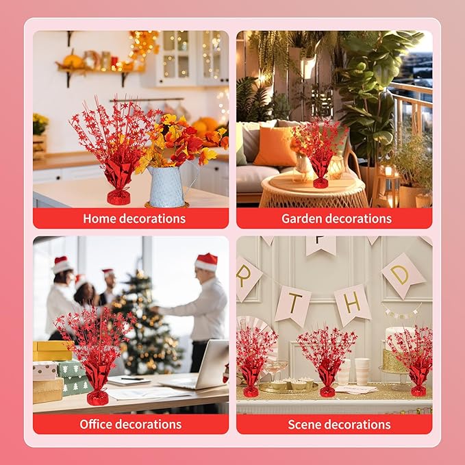 6 Pack Star Table Centerpieces for Party, Birthday Table Decorations for Kids Adults, Party Centerpieces for Tables for Wedding Baby Shower Graduation Holiday Event (Red)