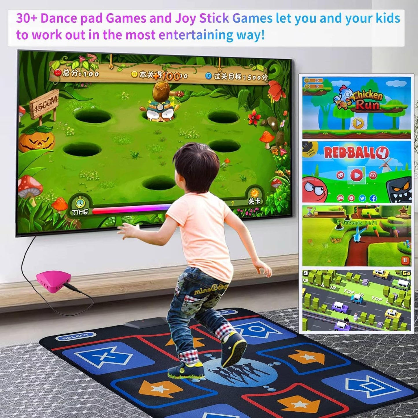Dance Mat for Kids and Adults, Electronic Dance Pad for TV, Soft Dancing mat for Exercise & Games,Plug & Play,Birthday Gifts Ideas,Gifts for Girls & Boys Ages 3+,Single mat