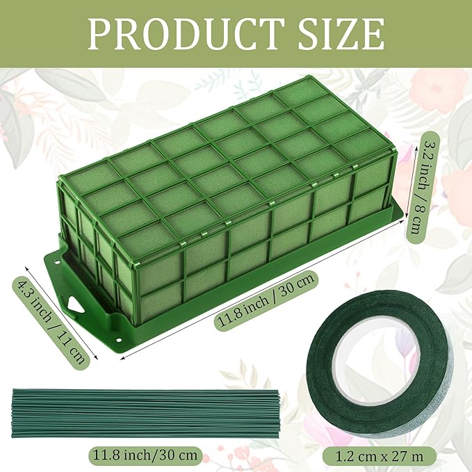 Aodaer 6 Pieces Floral Foam Cage with Floral Foam for Fresh and Artificial Flowers Rectangle Dry and Wet Flower Cage Bowl Holder for Wedding, Home and Garden Arrangement Decorations