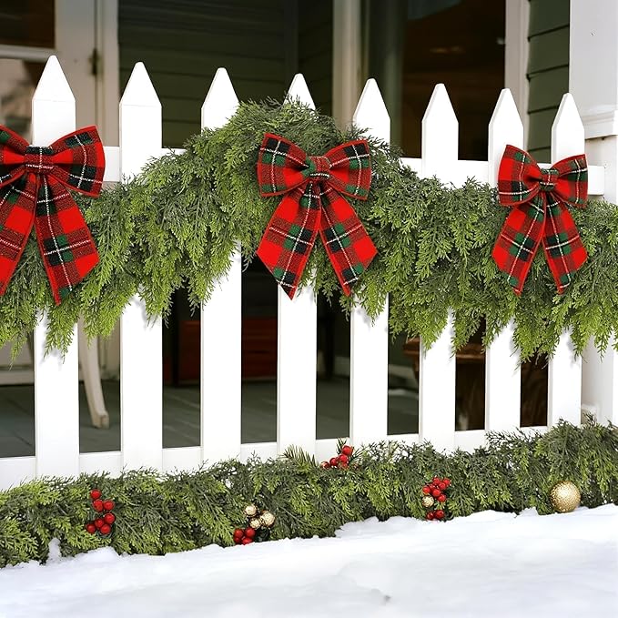 Real Touch Cedar Garland - Artificial Christmas Garlands Faux Green Cedar Fake Pine Needles Garland for Fireplace,Table, Stairs, Mantle, Window,Indoor Outdoor,Home,Holiday Decor(2 PCS,6 FT)