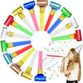 24 Pcs Party Blower Colorful Blowouts Noisemakers Birthday Blowouts Whistles for Party Favors(Colorful Metallic Roll)