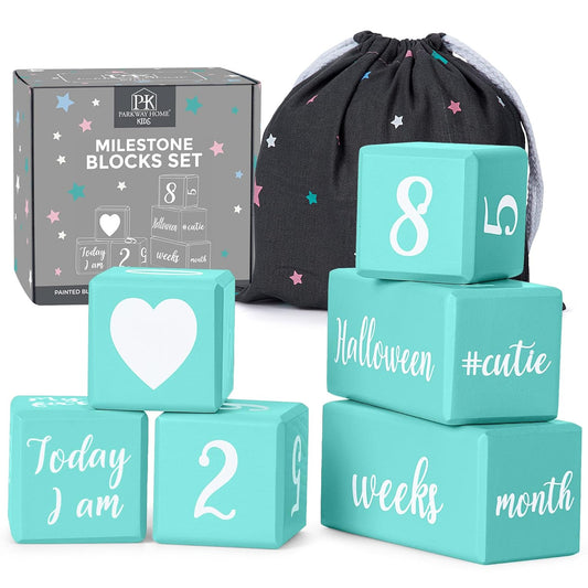 Turquoise Baby Monthly Milestone Blocks. Baby Age Blocks for Girl or Boy Baby Photo Props and Baby Shower. Month Baby Milestone Blocks with Grammatically Correct Month and Year