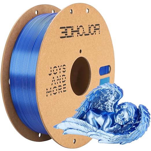 Silk PLA Filament 1.75mm Blue Silver Dual Color PLA 3D Printer Filament 2 in 1 Coextrusion 1KG Spool(2.2lbs) 3D Printing Filament Dimensional Accuracy +/- 0.03mm Fits for Most FDM 3D Printers