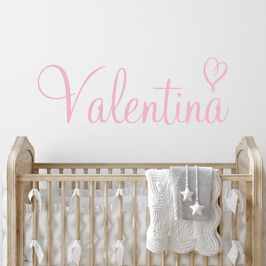 Custom Name & Heart Wall Decal- Baby Boy Girl Unisex - Nursery Decal for Home Bedroom Children - Wall Sticker (397) (14" Wide x 5" high)