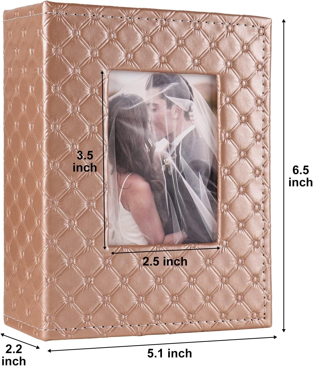 RECUTMS Photo Album 4x6 52 Photos, Small Photo BookButton Grain PU Leather Window 26-Sheet Holds 52 Pictures for Picture Album Wedding Family Baby Vacation(Brown)