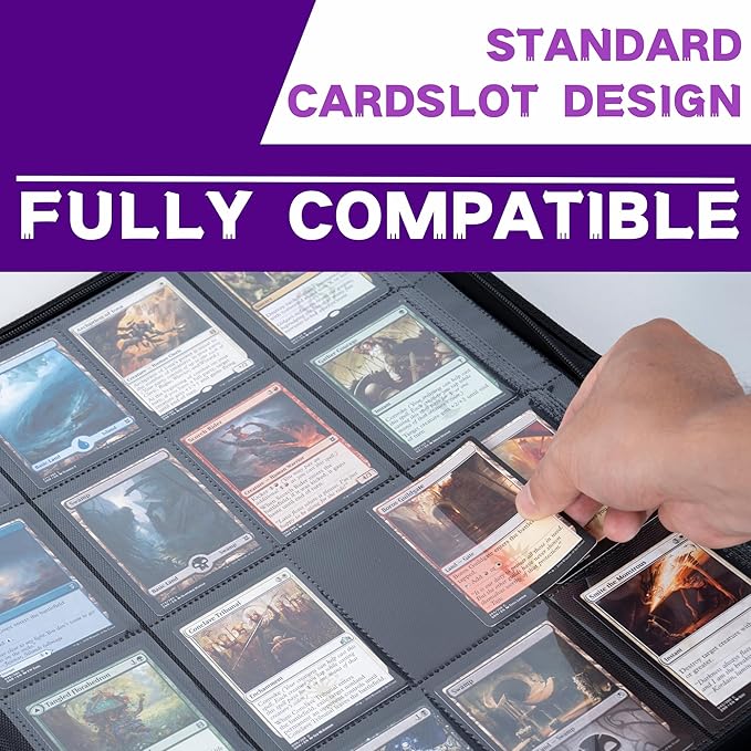 1000+ Pockets Trading Card Binder, 16-Pocket Card Ablum Compatible with MTG,Sports Cards & Other Standard Size Trading Cards (PURPLE)