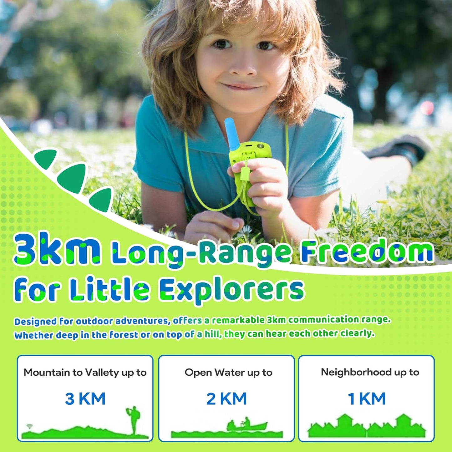 Vvinca Walkie Talkies for Kids Rechargeable Toys for Ages 5-7, Long Range 22 Channels 2 Way Kids Walkie Talkie with Flashlight for Camping Hiking Indoor Outdoor 3 4 5 6-12 Boy Girl Christmas Birthday