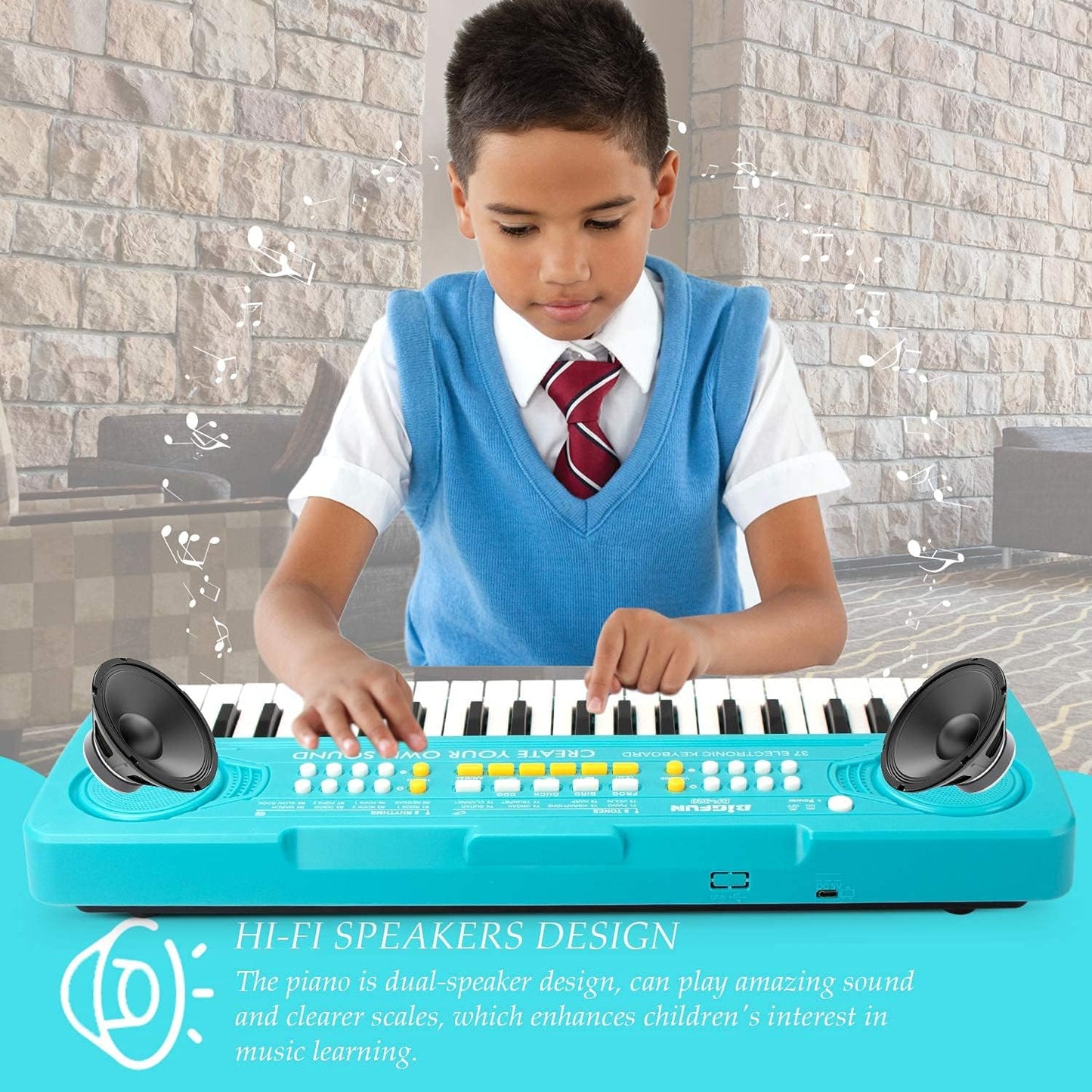Kid Keyboard Piano - 37 Keys Toddler Keyboard Multifunction Music Educational Instrument Toy Electronic Piano for 3, 4, 5, 6, 7, 8 Girls and Boys (Blue)