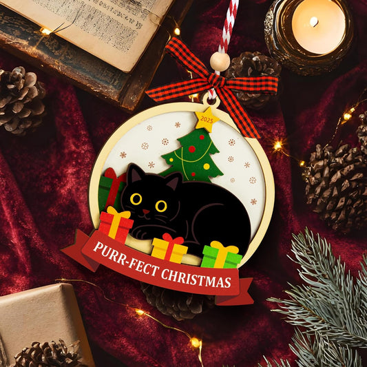 Black Cat Ornaments for Christmas Tree Decorations - Funny Black Cat Gifts for Women, Cute Cats Christmas Ornaments for Cats Lovers, Kitten Ornament Ideas