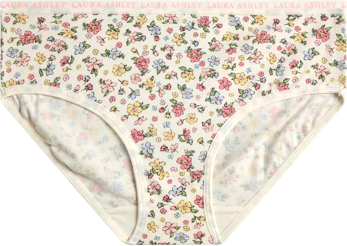 Laura Ashley Girls Underwear - 5 Pack Soft Stretch Breathable Panties for Girls - Lightweight Cotton Panties (Size: 4-12)