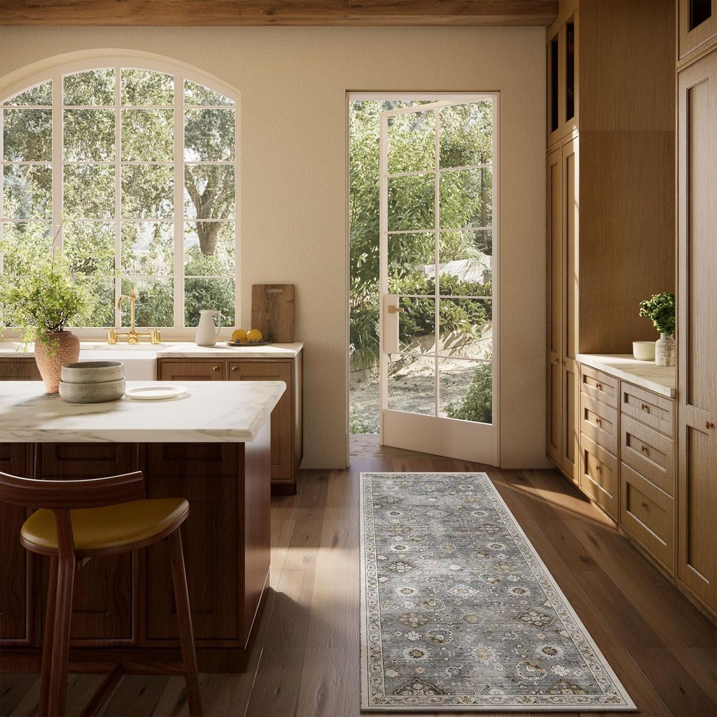 Washable Runners for Hallways Kitchen Rugs: 2'x6' Runner Rug Stain Resistant Non Slip Low Pile Soft Carpet Runners for Hallways Indoor Entryway Kitchen Laundry Room Bedroom Bathroom Farmhouse