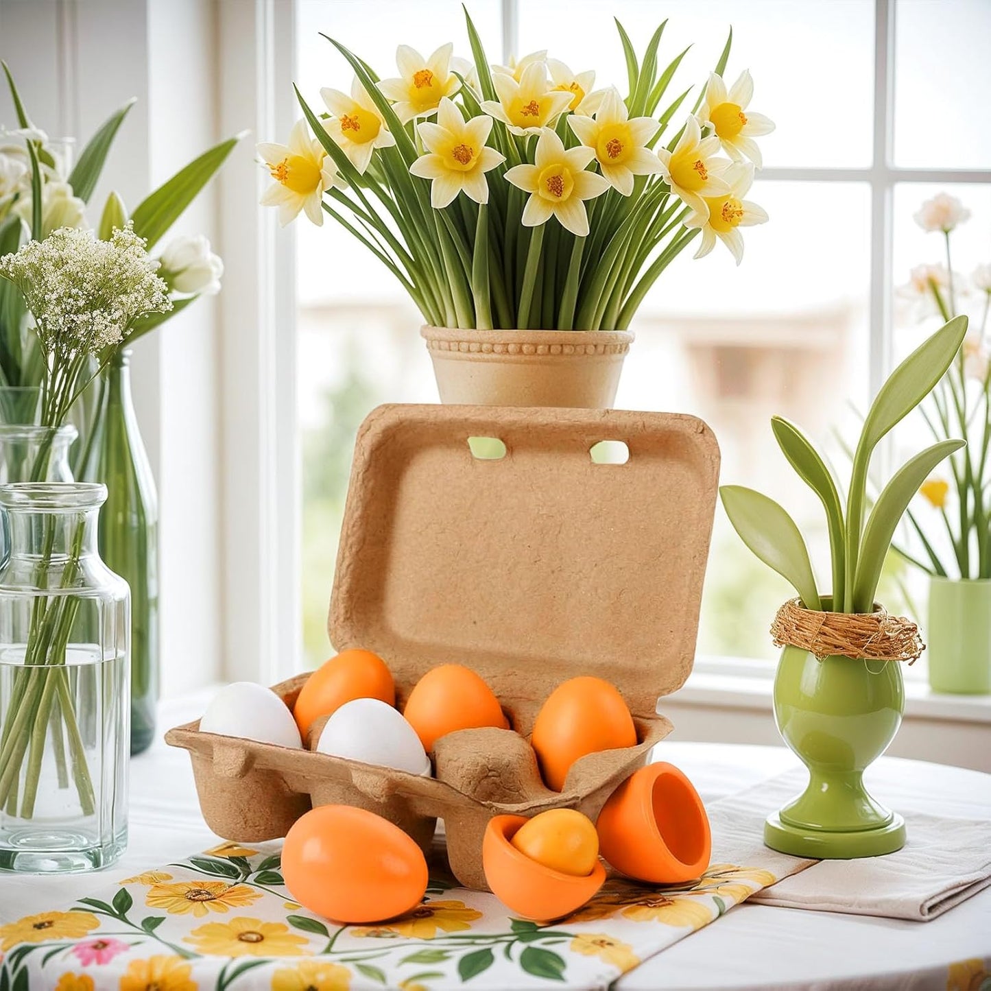 HANSGO Play Food Sets for Kids Kitchen, 6PCS Wooden Toy Food Pretend Play Egg Games for Children Cooking DIY Early Development Learning Skills