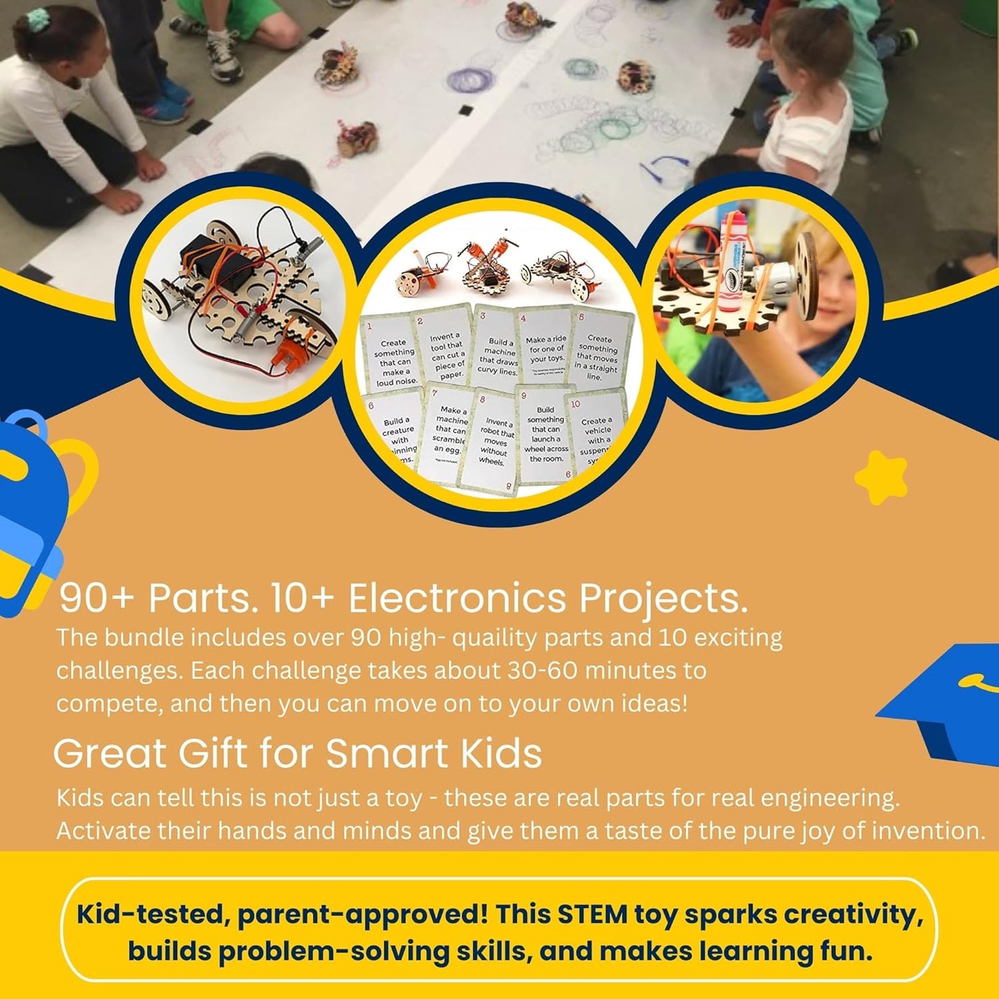 Robotics Engineering Kit | Designed by Scientists | 50 Plus Parts | 10 Plus STEM Projects for Kids 8 to 12 | Learn Electronics, Science | Grow Creativity, Grit | DIY Inventor Toy Gift