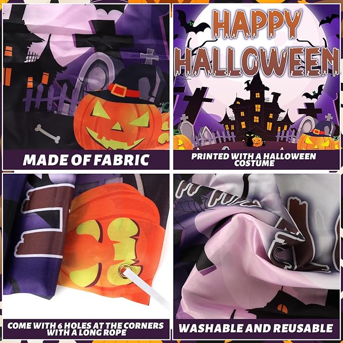 Halloween Photo Booth Props Frame Party Decorations 35 x 73Inch Halloween Picture Backdrop for Birthday Party Supplies Indoor Outdoor Decor (Purple)