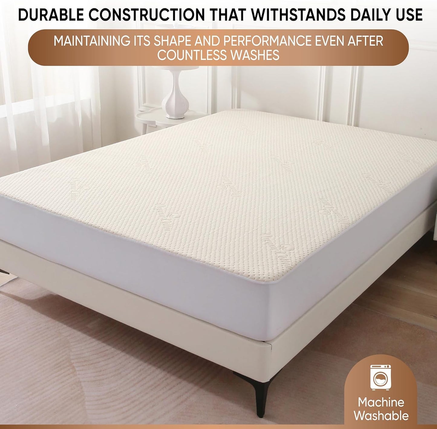 Luxury Waterproof Organic Mattress Protector Twin XL - Organic Cotton Breathable Mattress Pad Cover - New 380 GSM Comfort - Deep Pocket - Jersey Cotton Skirt - Fitted Comfort