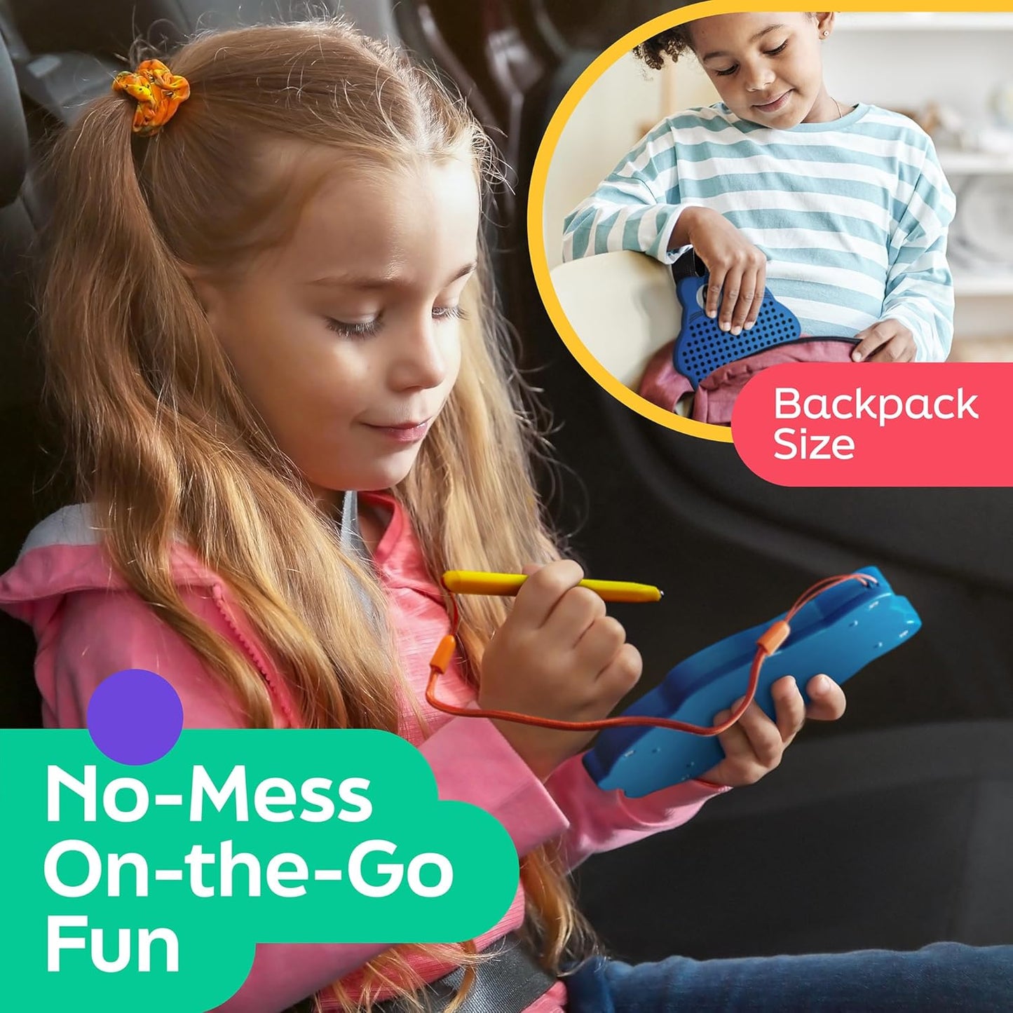 Magnetic Drawing Board for Kids & Toddlers with Beads and Magnet Stylus Pen - Magnetic Travel Toy for Airplane & Car Ride Activities for Kids