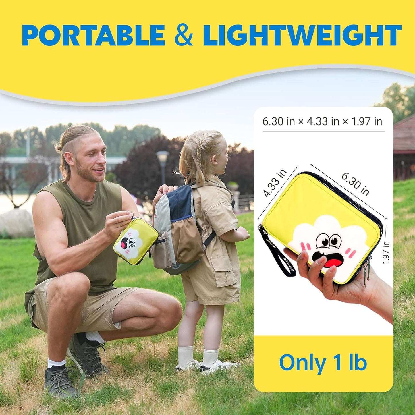 Stbernard Small First Aid Kit for Kids and Adults, 155pcs Medical Kit with Digital Thermometer for Home, Travel, Hiking, Backpack, 6.3x4.33x1.97in, Yellow