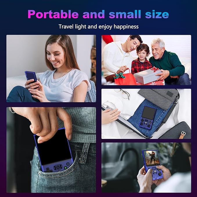 R36MAX Retro Handheld Game Console, 4.0 Inch 720x720 IPS Screen, Built-in 18,000+ Classic Game, Portable Hand Held Open Source Linux System, 4000mAh Battery Retro Gaming Console (Blue 64GB)