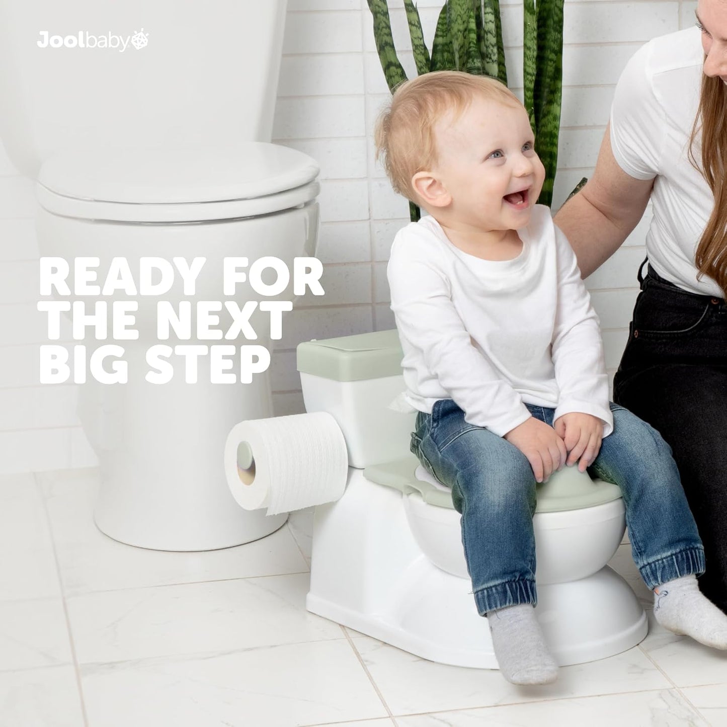 Real Feel 2-in-1 Potty with Wipes Storage, Flushing Sounds & Disposable Liners - Realistic Toilet - Easy to Clean & Assemble - Jool Baby (Sage)