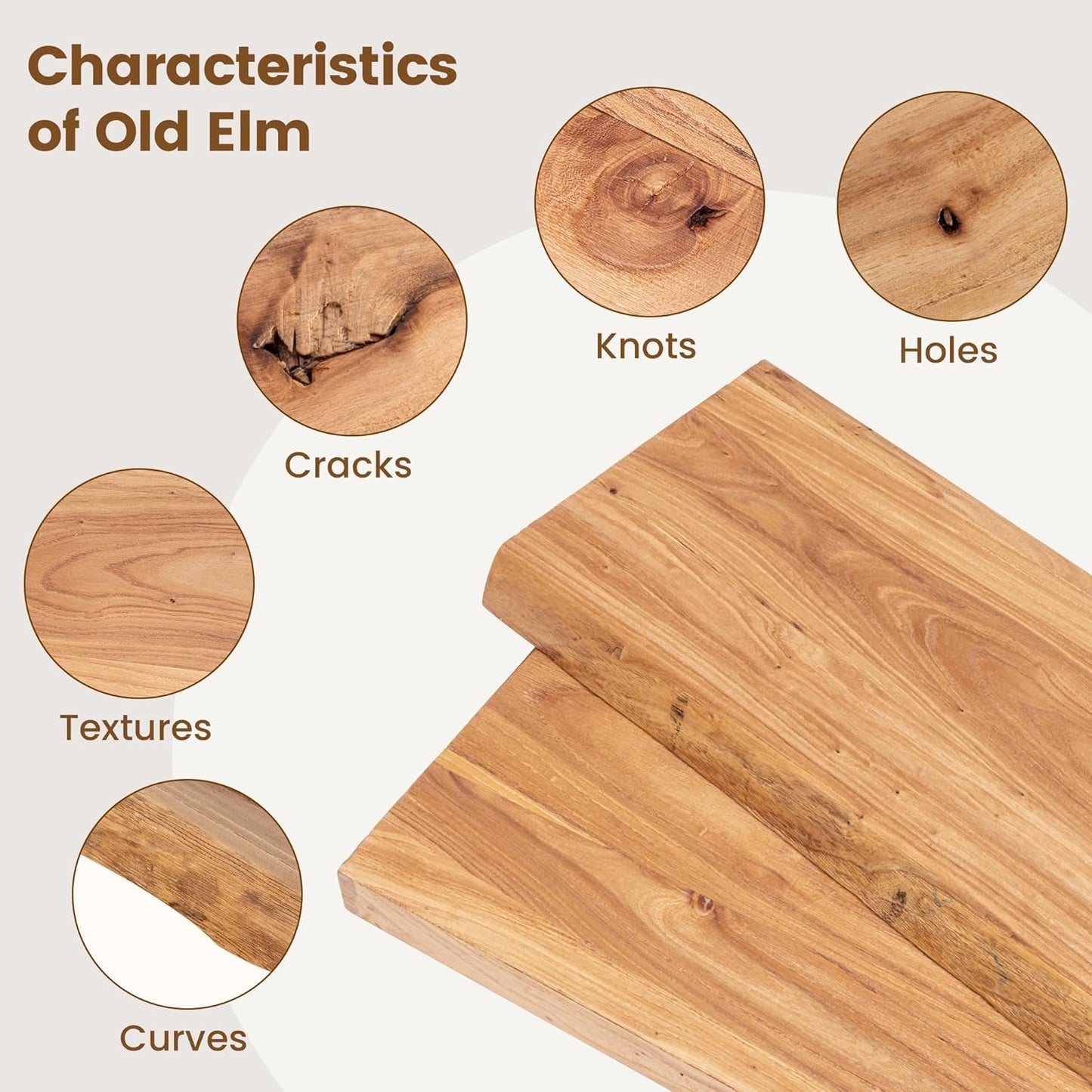 Rustic Elm Wood Floating Shelf for Wall, Flat Edge 48"W x 9.2"D x 1.4"H, 1 Pack with Invisible Bracket, Large Wall Mounted Storage Shelf for Living Room Bedroom Kitchen Bathroom Decor, Natural Finish