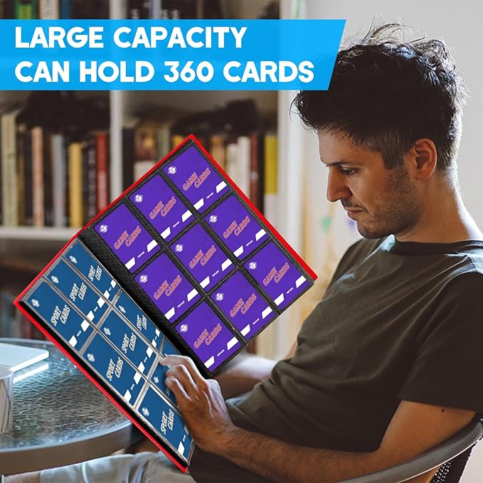 Trading Card Binder 9 Pocket, 360 Pockets Collectible Trading Card Album, Sports Card Binder for Standard Cards, Side Loading Card Folder for MTG Sports Baseball TCG Football Basketball Cards Red