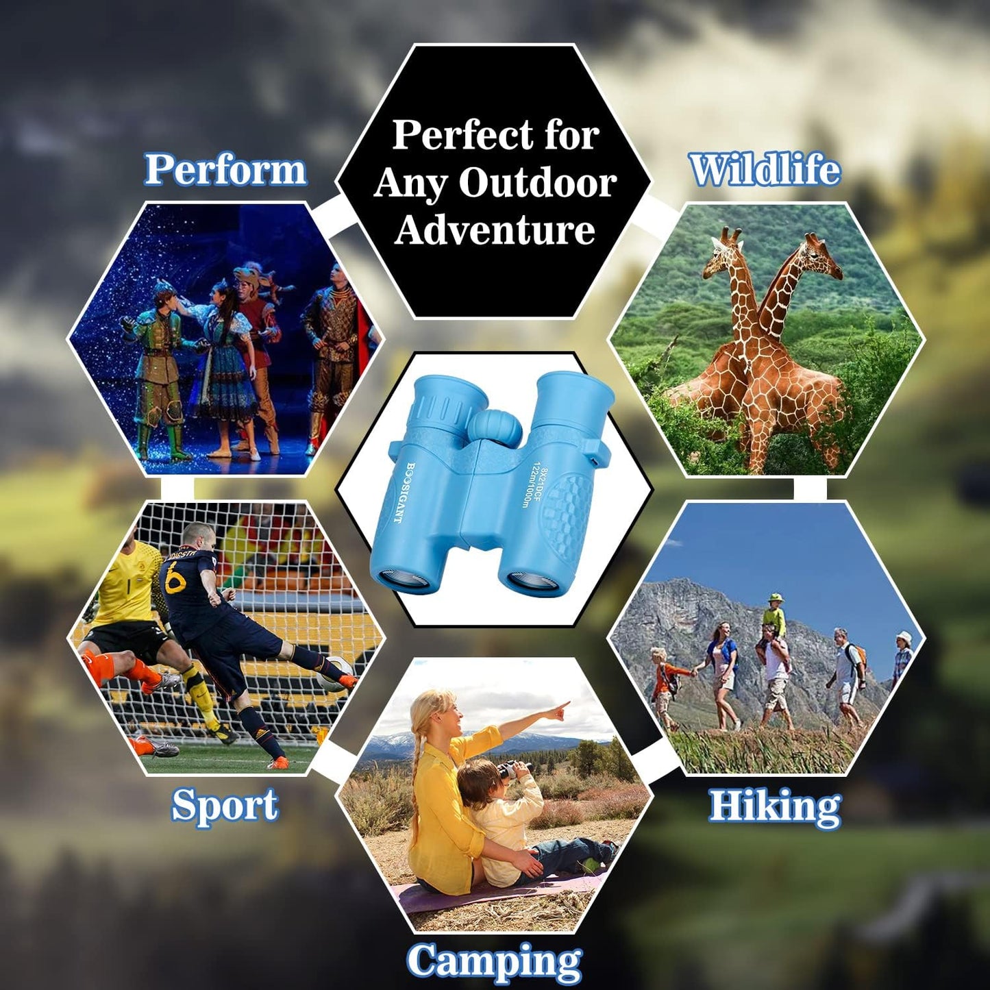 Binoculars for Kids 8x21, Gift for 3-12 Years Boys & Girls, Compact Kids Binoculars High-Resolution Shockproof Mini Binoculars for Bird Watching, Hiking, Camping, Travel Blue 301