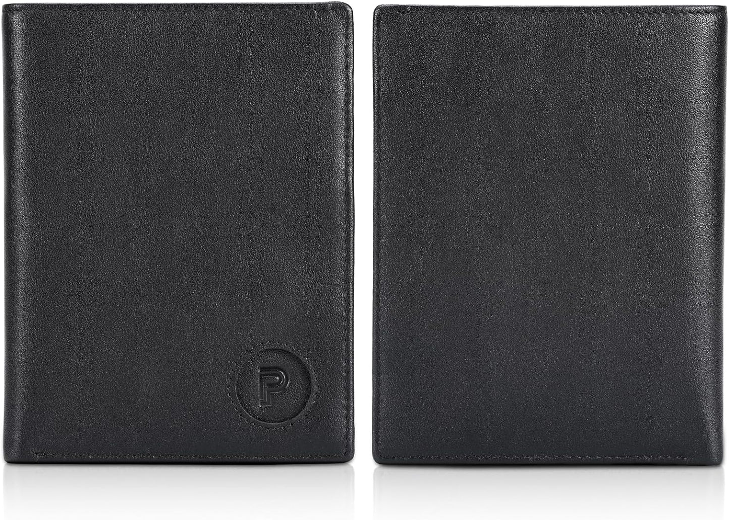 Polare Luxury RFID Blocking Leather Passport Holder Travel Wallet For Men and Women (Black with AirTag Slot)
