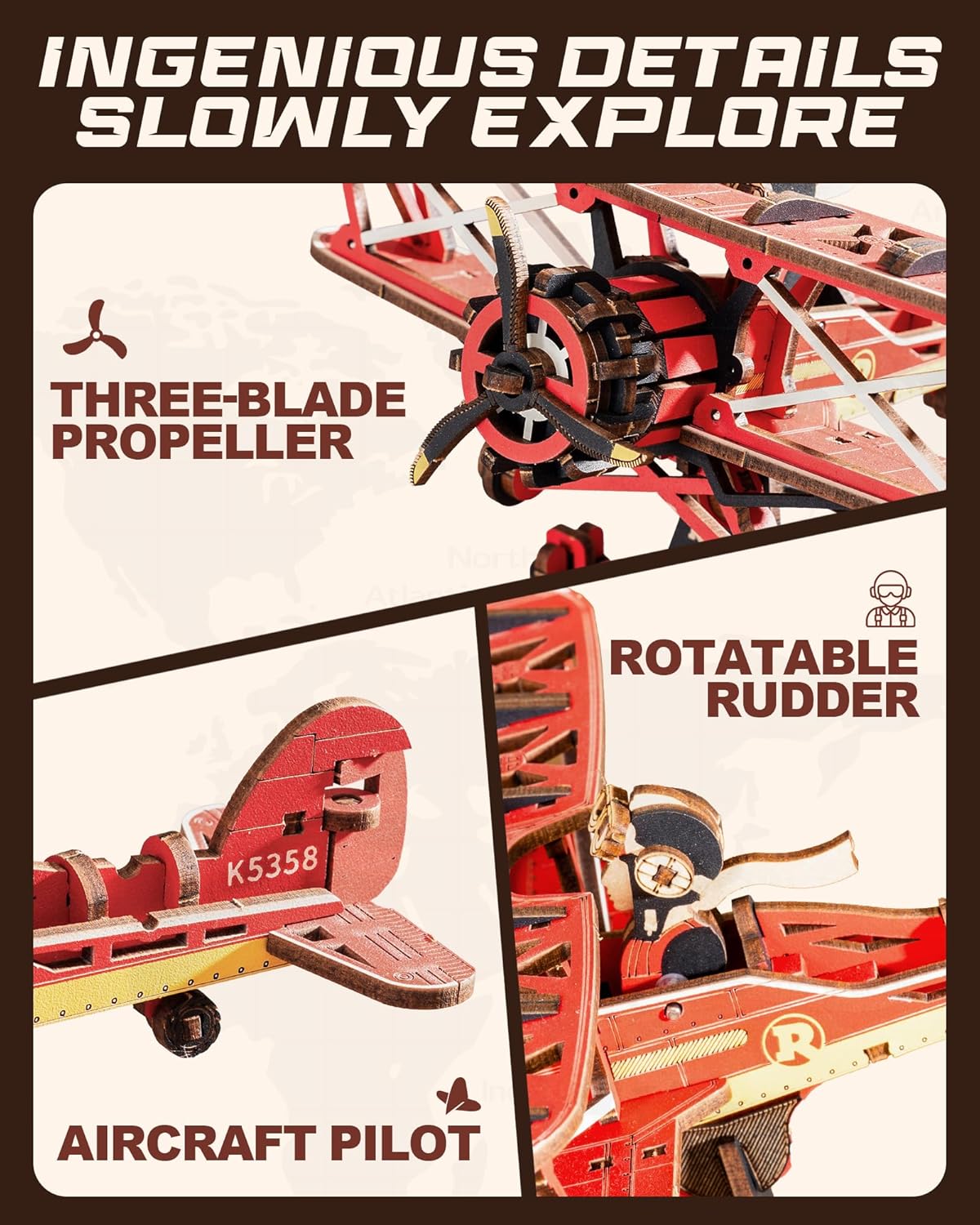 ROKR 3D Wooden Puzzles for Adults,Gravity Swing Model kit, 163Piece 3D Puzzles for Adults