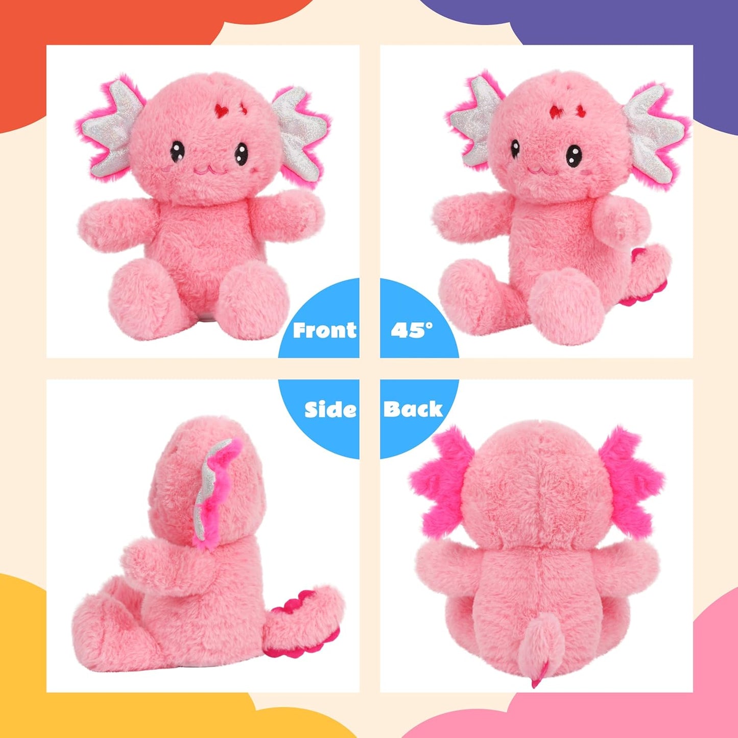 Cuteoy Talking Axolotl Repeat What You Say Musical Stuffed Animal Shaking Singing Plush Toy Electric Interactive Animated Salamander Plushies for Kids Girls Boys Birthday