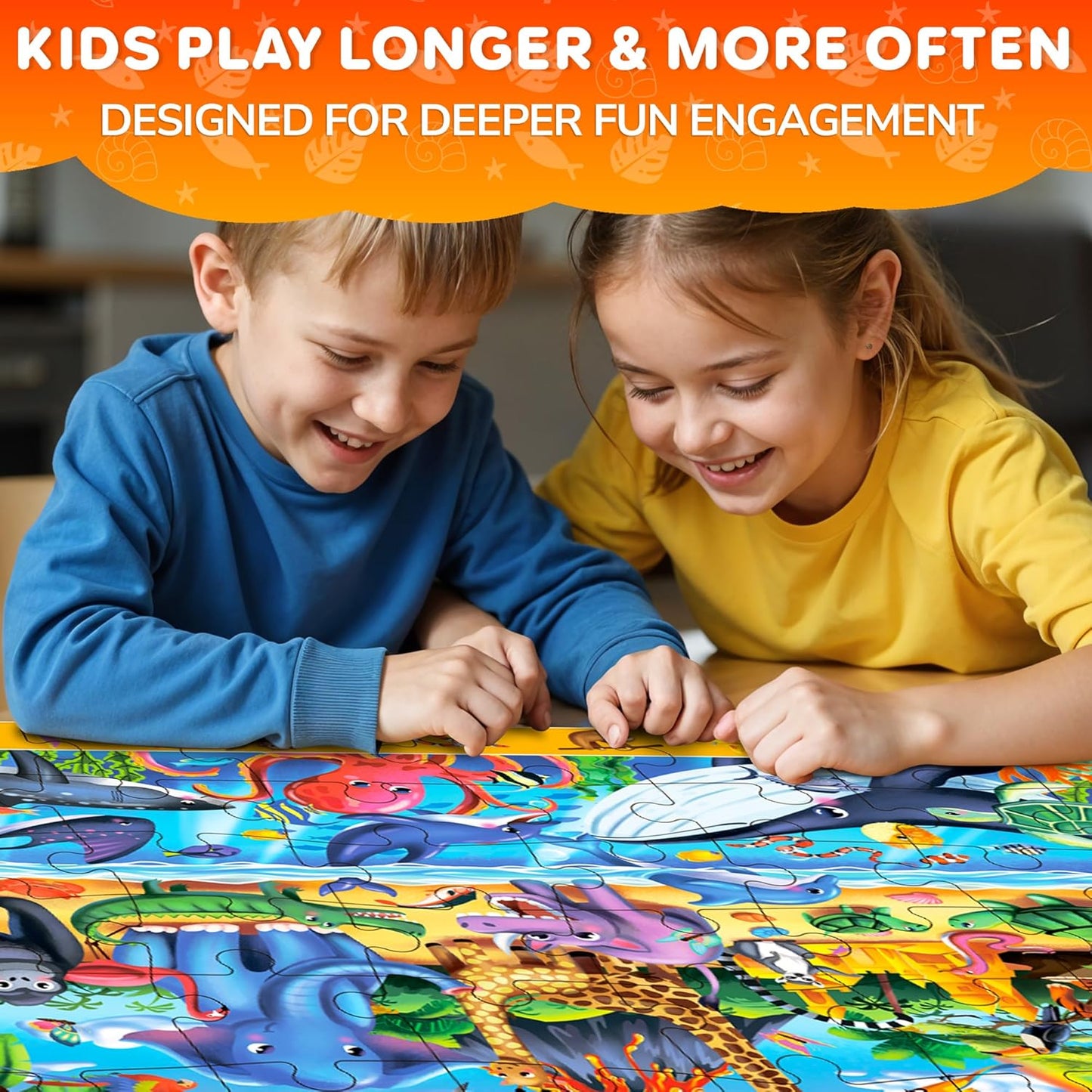 QUOKKA Floor Puzzles for Kids Ages 4-8 – 2x3 FT Giant Search and Find Educational Jigsaw – 48 Large Pieces – Above and Beyond Observational Scene – Montessori Toy with Gift Box – Fun Learning Activity