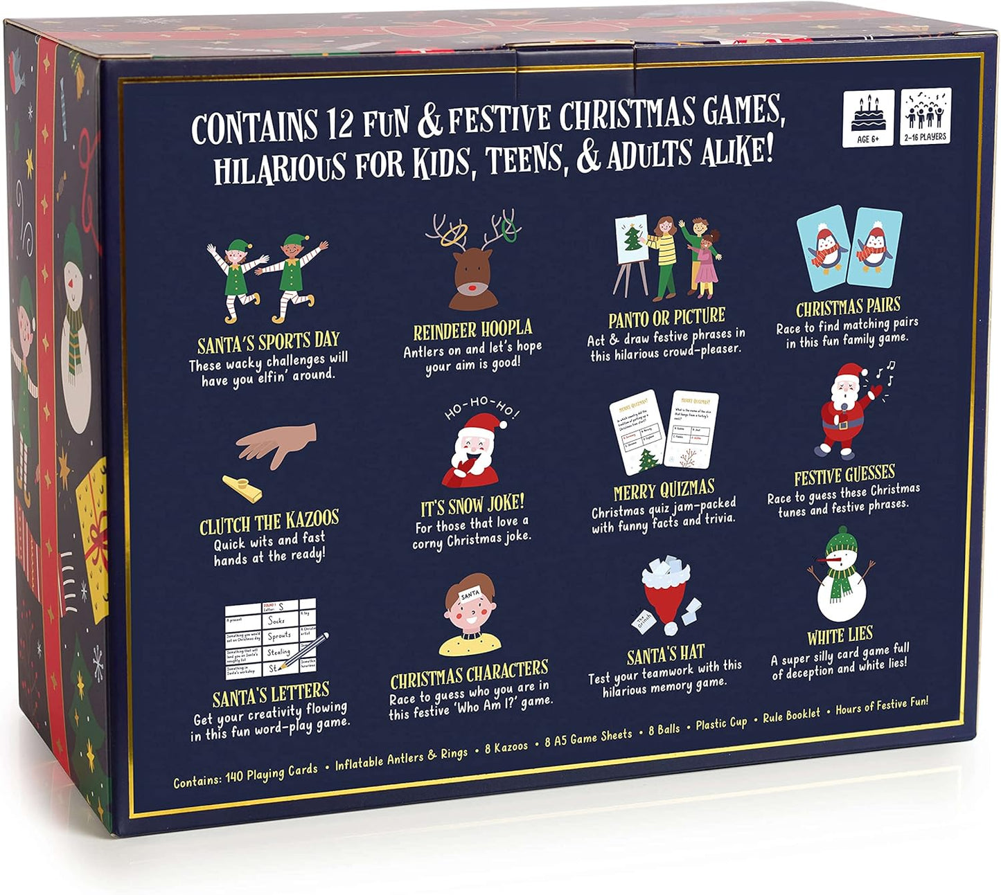 Gutter Games 12 Games of Christmas - 12 Hilarious Holiday Activities [Family Party Games Pack for Kids, Teens & Adults] - by Beat That! Game - Multicolor