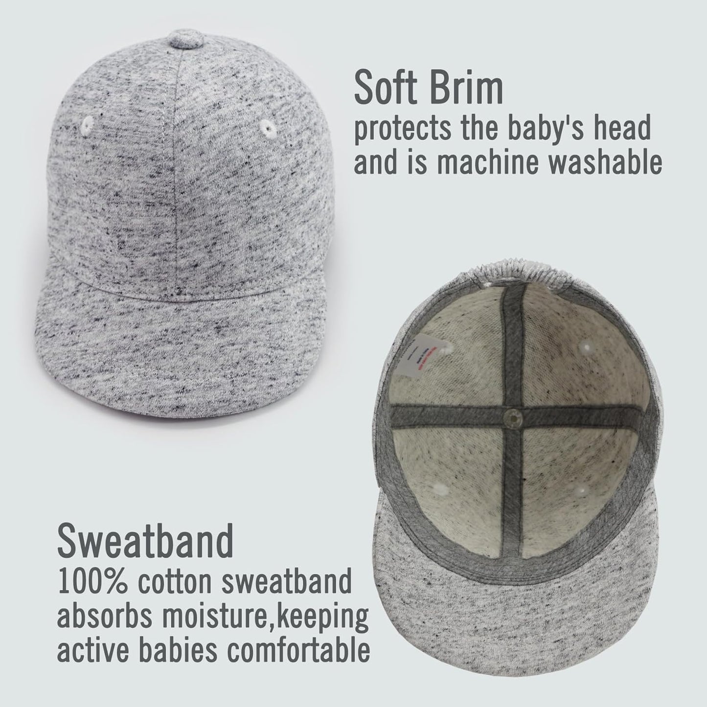 Keepersheep Baby Baseball Cap Infant Sun Hat, Cotton Knit with Soft Brim, Adjustable Soft Newborn Toddler Cap