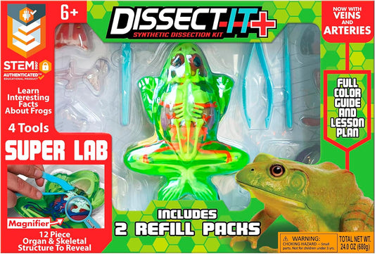 Dissect-It Kit for Kids, Simulated Synthetic Lab Dissection Toy, Frog Super Lab STEM Toys for Animal Science, Biology, and Anatomy