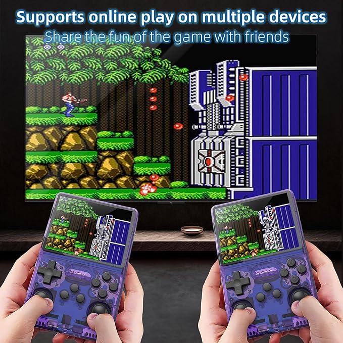 R40S PRO Retro Gaming Console, 30000+ HD Games Handheld Game Console, 3800mAh Rechargeable Mini Retro Video Console with 256GB TF Card, Portable Pocket Arcade (Transparent Purple)