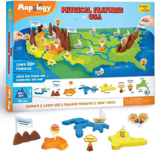 Imagimake Mapology Physical Features USA Puzzle | Mountains, National Parks, Rivers & Lakes 3D Puzzle Toys for Ages 8-13 | Educational Toys | Classroom Must-Haves | Back to School Gifts for Kids 6-12