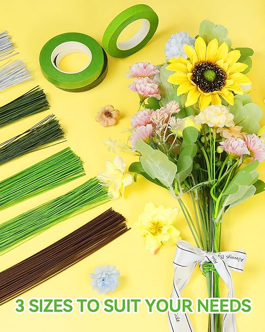 120 PCS FIVEIZERO 18 Gauge MixColor Floral Wire Stems for Artificial Flower Making,Florist Wire,Flower Wires for Crafts,Alambre para Flores for Wreaths, Flower Arrangements and DIY Projects