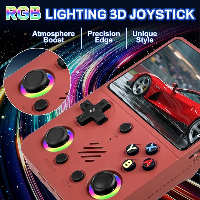 RG36 PRO Retro Handheld Game Console - Support 30000+ Classic Games,3.5-Inch Screen,3000mAh Battery,Linux OS, Portable Game Console for Travel - Birthday Gift for Teens,Boy Friends(Red)