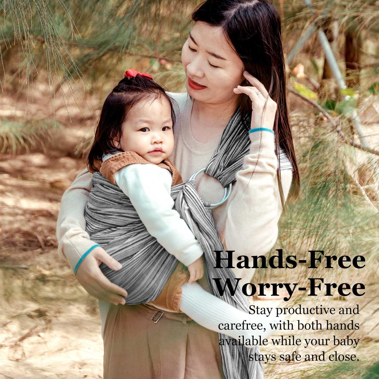 Ring Sling Baby Carrier, Soft Cotton Baby Sling Carrier Newborn to Toddler, Baby Wrap Carrier for Plus Size Parents, Perfect Shower Gift, Rock