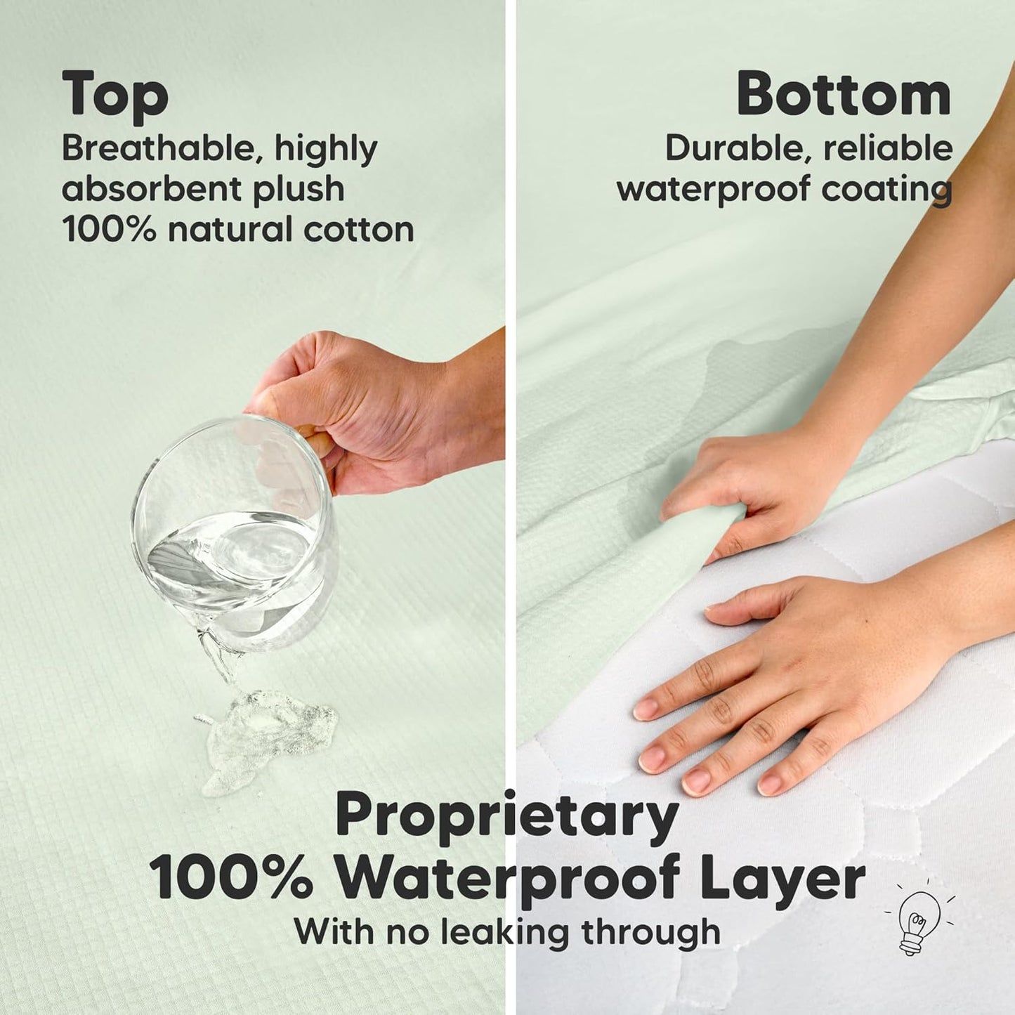 Waterproof Crib Mattress Protector Cover Fitted - 2-Pack Quiet Baby Crib Mattress Pad Sheets, 52" x 28" Soft Quilted Cotton Baby Sheet, Machine Washable, Easy Fit, Durable (Aloe/Quin)
